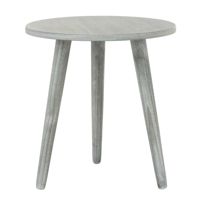 Mesa auxiliar redonda con acento — Blanco vintage / Marrón claro / Gris pizarra / Negro, 1 persona, Mezcla de madera de pino