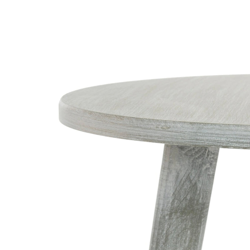 Mesa auxiliar redonda con acento — Blanco vintage / Marrón claro / Gris pizarra / Negro, 1 persona, Mezcla de madera de pino