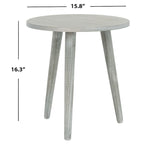 Mesa auxiliar redonda con acento — Blanco vintage / Marrón claro / Gris pizarra / Negro, 1 persona, Mezcla de madera de pino