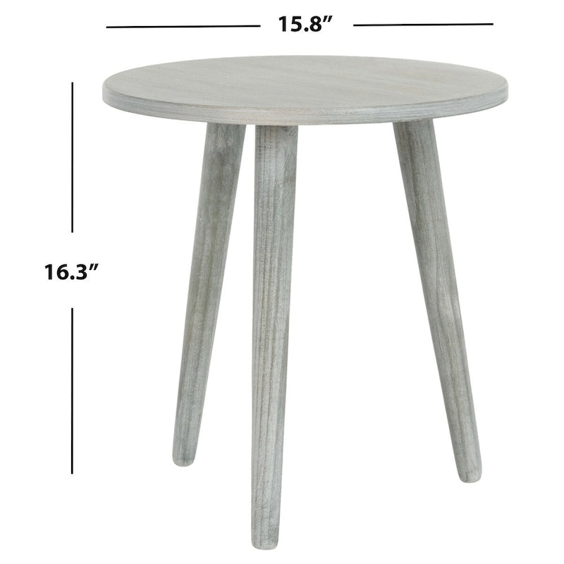 Mesa auxiliar redonda con acento — Blanco vintage / Marrón claro / Gris pizarra / Negro, 1 persona, Mezcla de madera de pino