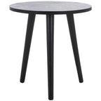 Mesa auxiliar redonda con acento — Blanco vintage / Marrón claro / Gris pizarra / Negro, 1 persona, Mezcla de madera de pino