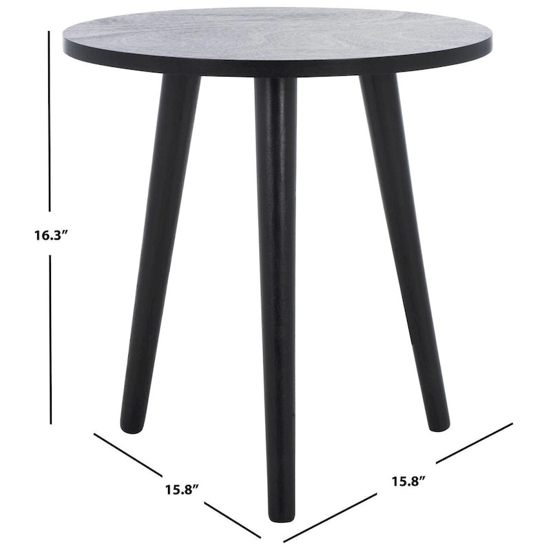 Mesa auxiliar redonda con acento — Blanco vintage / Marrón claro / Gris pizarra / Negro, 1 persona, Mezcla de madera de pino