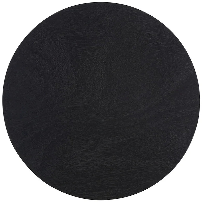 Mesa auxiliar redonda con acento — Blanco vintage / Marrón claro / Gris pizarra / Negro, 1 persona, Mezcla de madera de pino