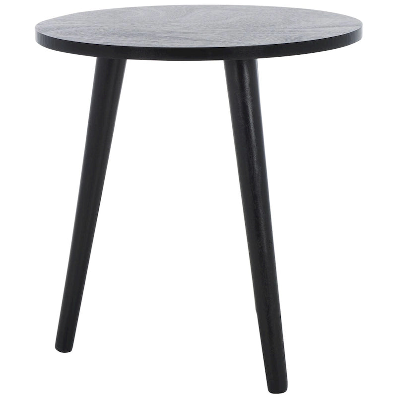 Mesa auxiliar redonda con acento — Blanco vintage / Marrón claro / Gris pizarra / Negro, 1 persona, Mezcla de madera de pino