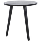 Mesa auxiliar redonda con acento — Blanco vintage / Marrón claro / Gris pizarra / Negro, 1 persona, Mezcla de madera de pino