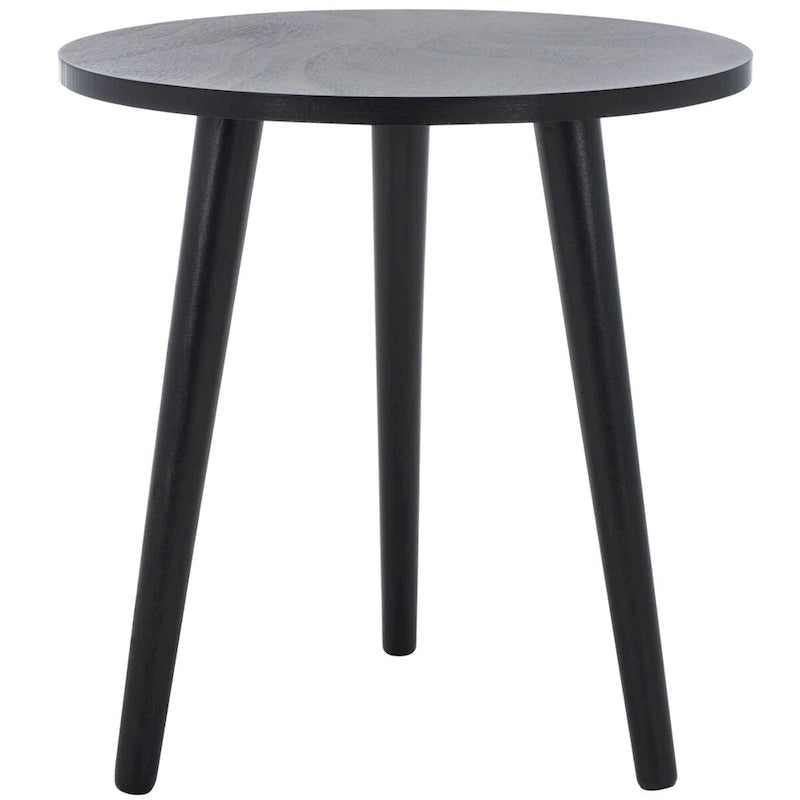 Mesa auxiliar redonda con acento — Blanco vintage / Marrón claro / Gris pizarra / Negro, 1 persona, Mezcla de madera de pino