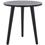 Mesa auxiliar redonda con acento — Blanco vintage / Marrón claro / Gris pizarra / Negro, 1 persona, Mezcla de madera de pino