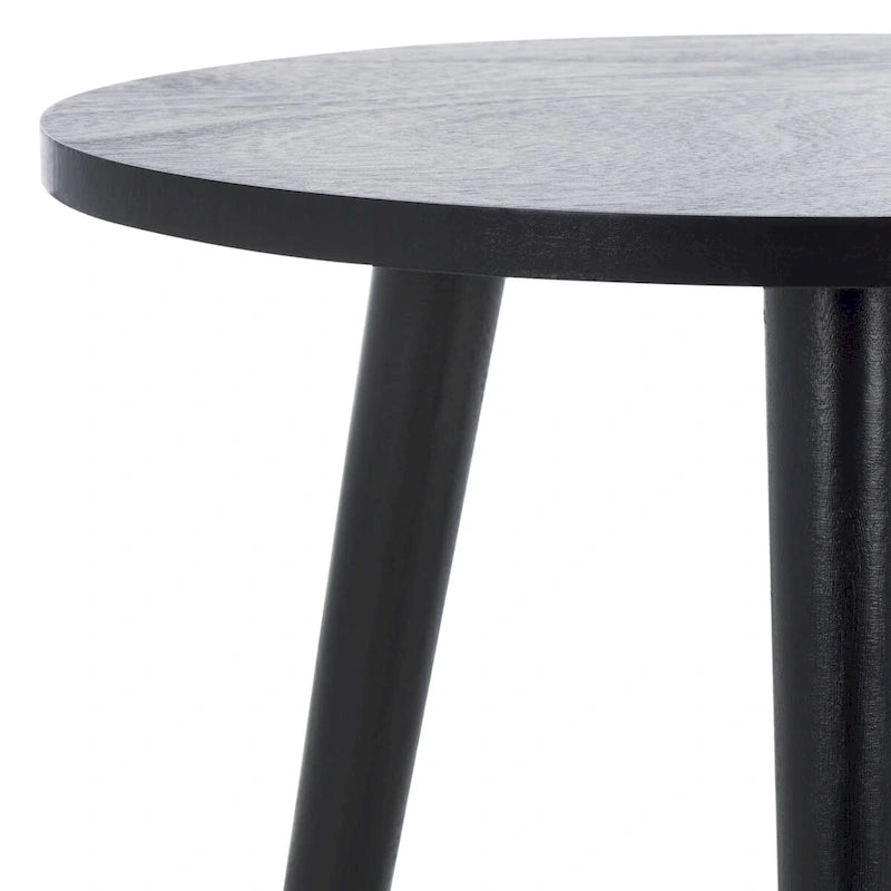 Mesa auxiliar redonda con acento — Blanco vintage / Marrón claro / Gris pizarra / Negro, 1 persona, Mezcla de madera de pino