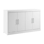 Cama de Gabinete Plegable Queen con Colchón – Blanco / Gris Corteza – Duerme 2 personas