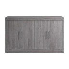 Cama de Gabinete Plegable Queen con Colchón – Blanco / Gris Corteza – Duerme 2 personas