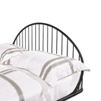 Armazón de cama de metal curvo, blanco/negro, matrimonial/queen, no requiere somier