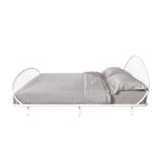 Armazón de cama de metal curvo, blanco/negro, matrimonial/queen, no requiere somier
