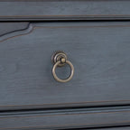 Cómoda de madera de pana azul de 9 cajones