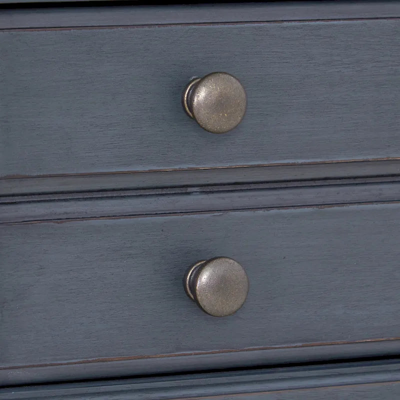 Cómoda de madera de pana azul de 9 cajones