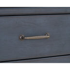 Cómoda de madera de pana azul de 9 cajones