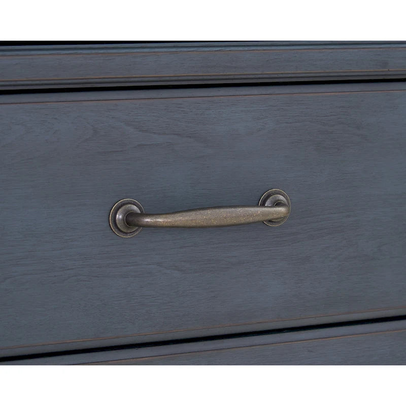 Cómoda de madera de pana azul de 9 cajones