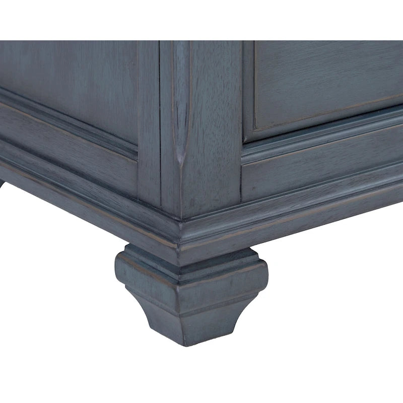 Cómoda de madera de pana azul de 9 cajones