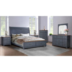 Cómoda de madera de pana azul de 9 cajones
