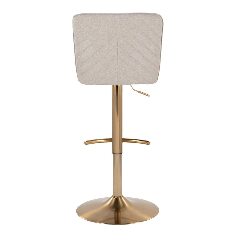 Taburete de bar giratorio ajustable, con mechones en chevron, tela/cuero sintético y metal, juego de 2