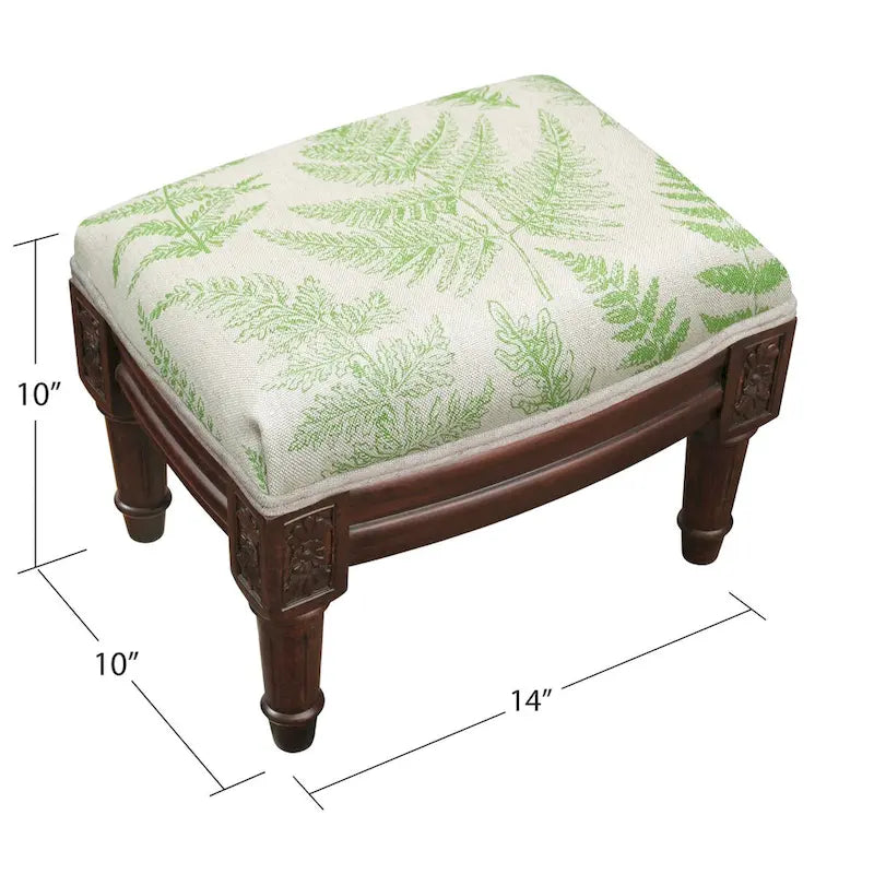 Puf floral verde jade — Lino, estructura de madera, 1 persona
