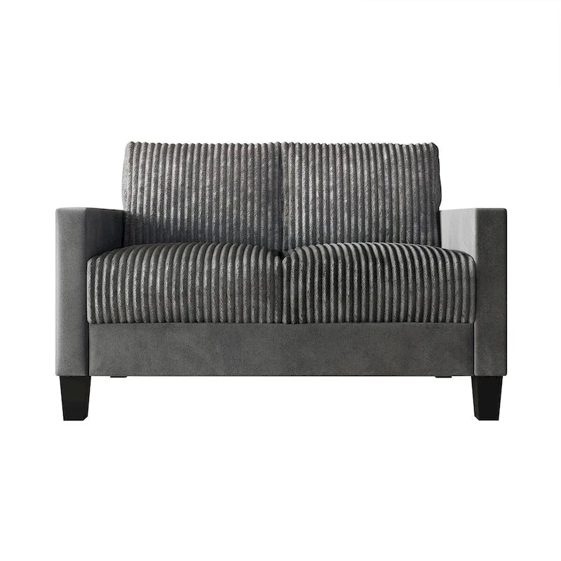 Sofá de dos plazas de pana, 2 asientos — Gris / Champaña / Marrón / Azul claro / Negro / Rojo