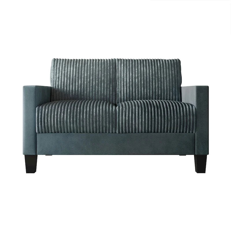 Sofá de dos plazas de pana, 2 asientos — Gris / Champaña / Marrón / Azul claro / Negro / Rojo
