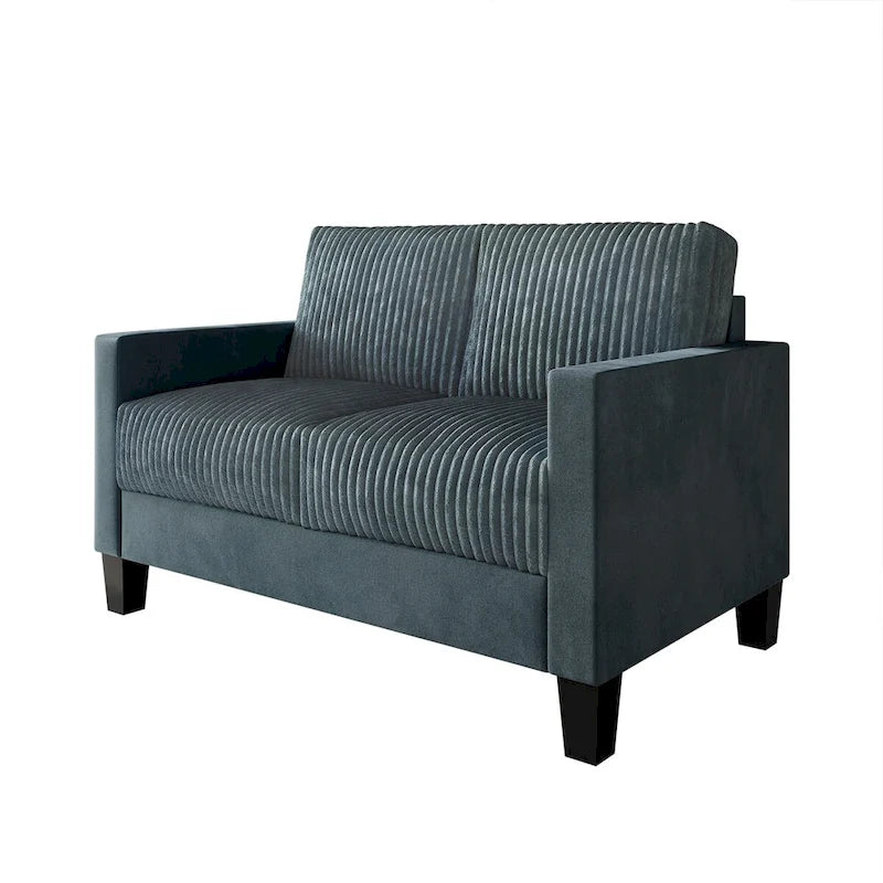 Sofá de dos plazas de pana, 2 asientos — Gris / Champaña / Marrón / Azul claro / Negro / Rojo