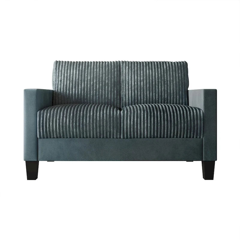 Sofá de dos plazas de pana, 2 asientos — Gris / Champaña / Marrón / Azul claro / Negro / Rojo