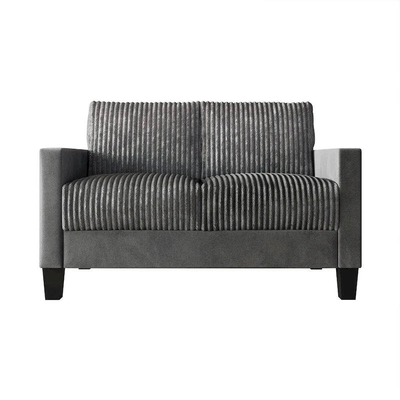 Sofá de dos plazas de pana, 2 asientos — Gris / Champaña / Marrón / Azul claro / Negro / Rojo