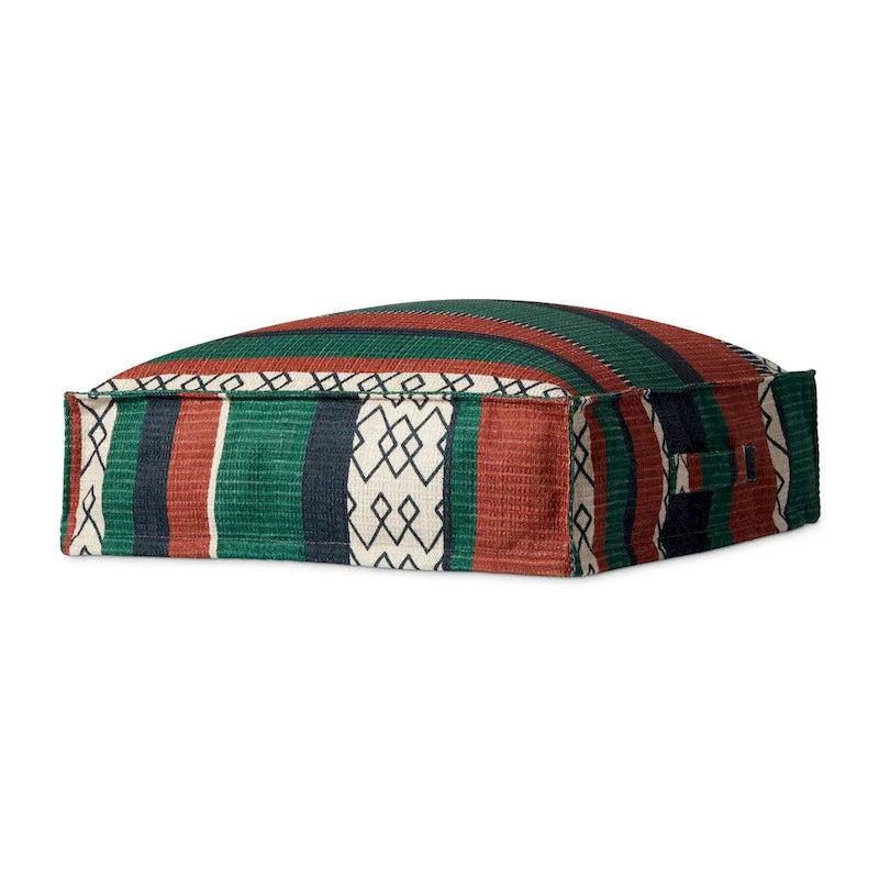 Puf de suelo bohemio a rayas Fiesta, 1 asiento, 61 cm (An) x 61 cm (Pr) x 18 cm (Al)