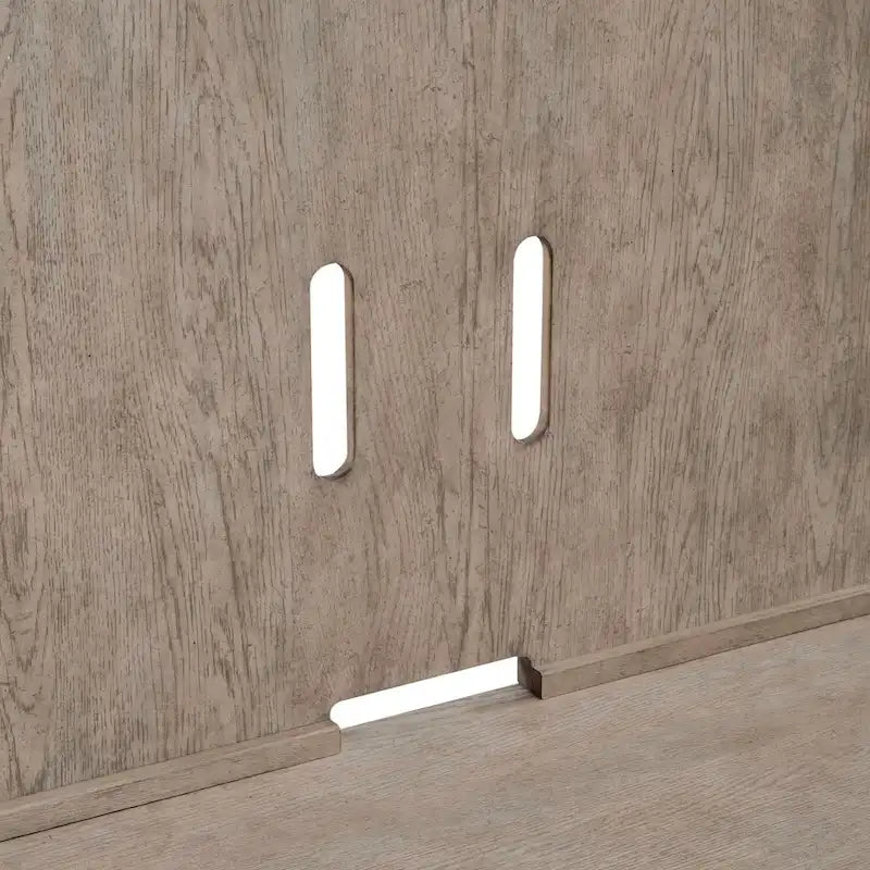 Centro de entretenimiento cepillado, color beige bruñido, 2 piezas, con capacidad para televisores de hasta 70 pulgadas