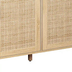 Armario de almacenamiento de ratán de 4 puertas — Natural, tapa de madera