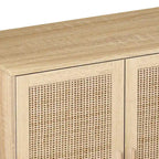 Armario de almacenamiento de ratán de 4 puertas — Natural, tapa de madera