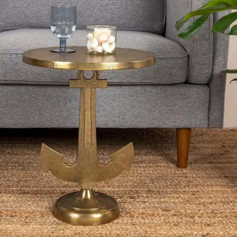 Nautical Accent Table with Anchor Base - 15.0 L x 15.0 W x 19.0 H