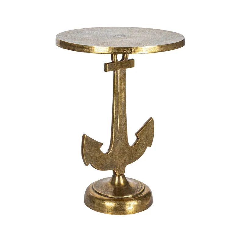 Mesa decorativa de hierro fundido dorado, 1 persona, 38 cm (largo) x 38 cm (ancho) x 48 cm (alto)