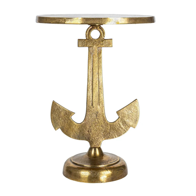 Mesa decorativa de hierro fundido dorado, 1 persona, 38 cm (largo) x 38 cm (ancho) x 48 cm (alto)