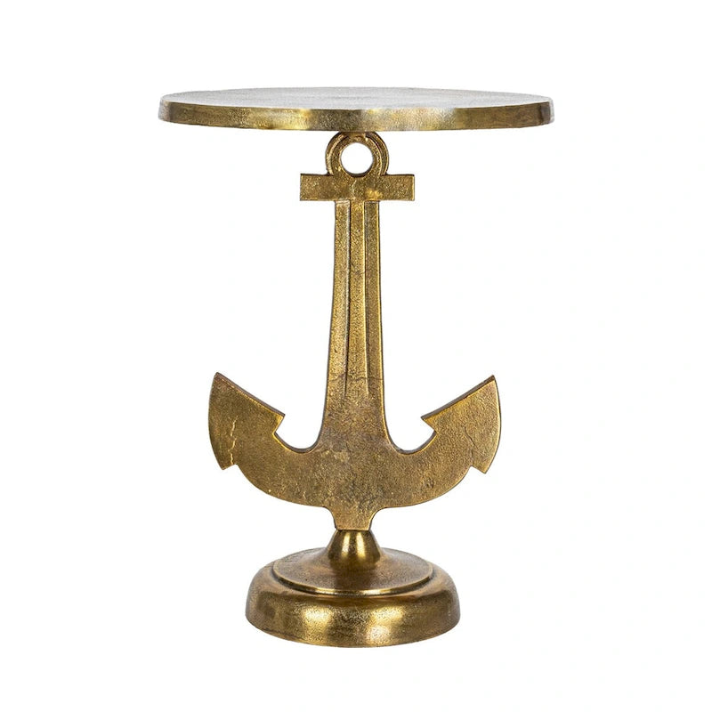 Mesa decorativa de hierro fundido dorado, 1 persona, 38 cm (largo) x 38 cm (ancho) x 48 cm (alto)