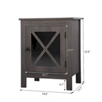 Juego de 2 mesitas de noche industriales con puerta de cristal - Marrón / Blanco / Natural / Gris