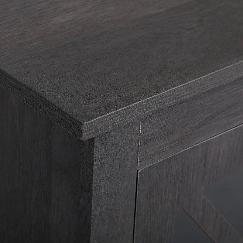 Juego de 2 mesitas de noche industriales con puerta de cristal - Marrón / Blanco / Natural / Gris
