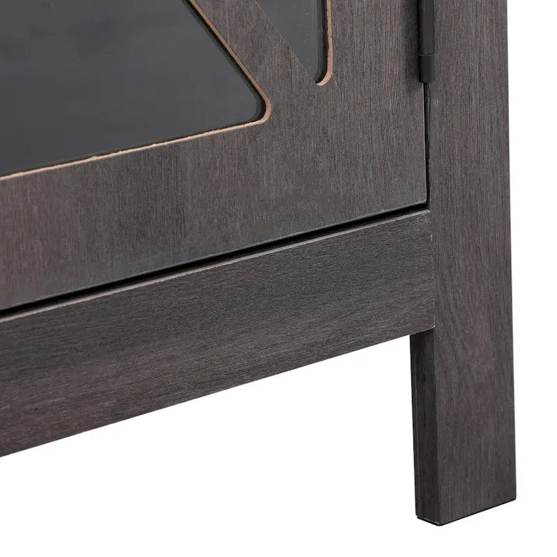 Juego de 2 mesitas de noche industriales con puerta de cristal - Marrón / Blanco / Natural / Gris