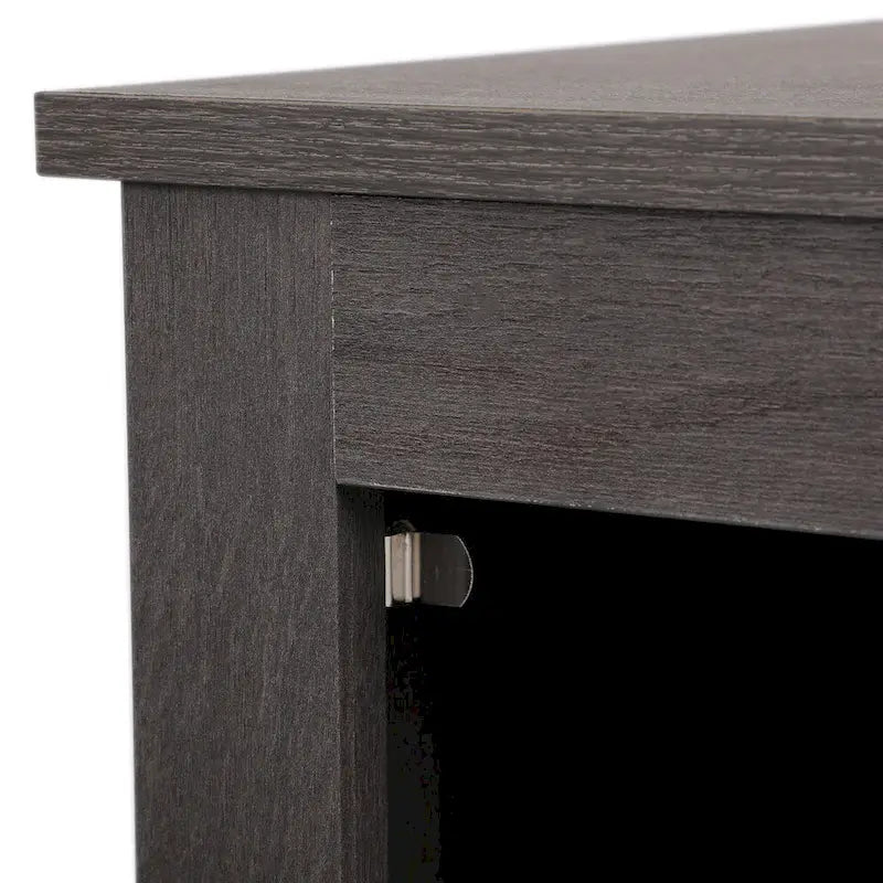 Juego de 2 mesitas de noche industriales con puerta de cristal - Marrón / Blanco / Natural / Gris