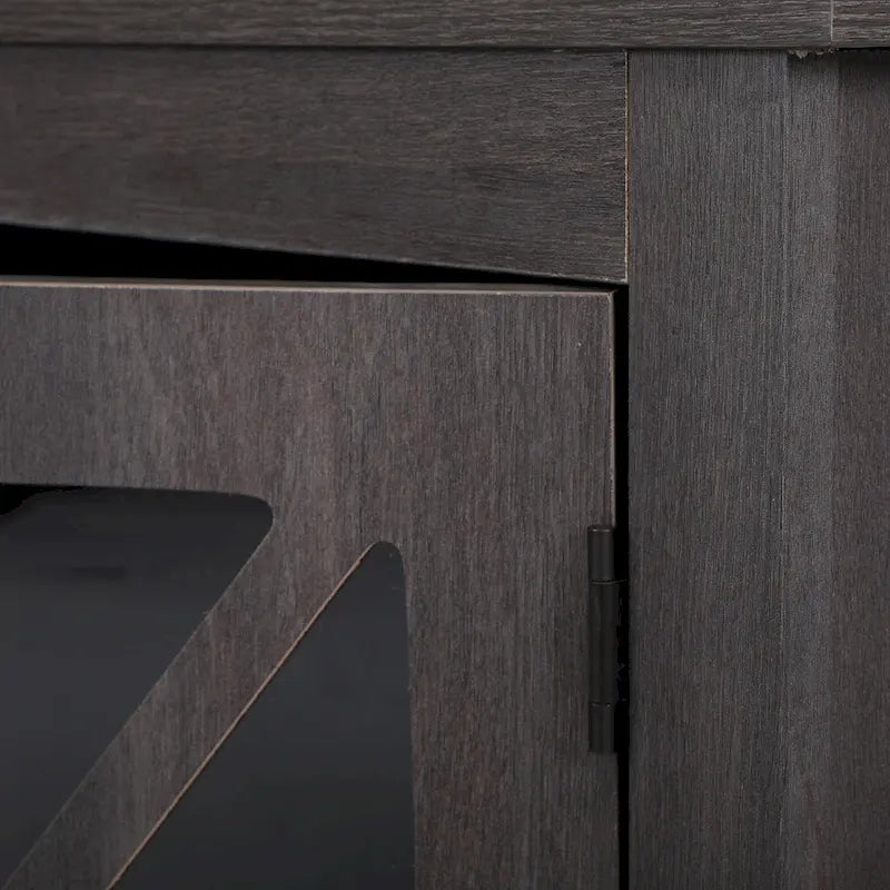 Juego de 2 mesitas de noche industriales con puerta de cristal - Marrón / Blanco / Natural / Gris