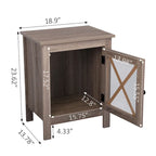Juego de 2 mesitas de noche industriales con puerta de cristal - Marrón / Blanco / Natural / Gris