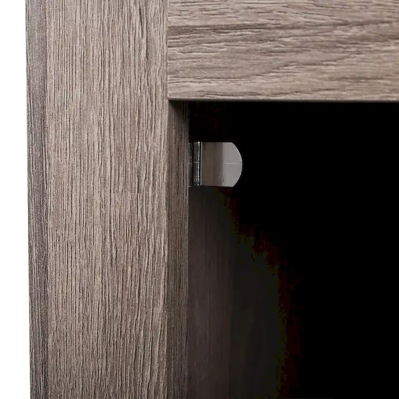 Juego de 2 mesitas de noche industriales con puerta de cristal - Marrón / Blanco / Natural / Gris