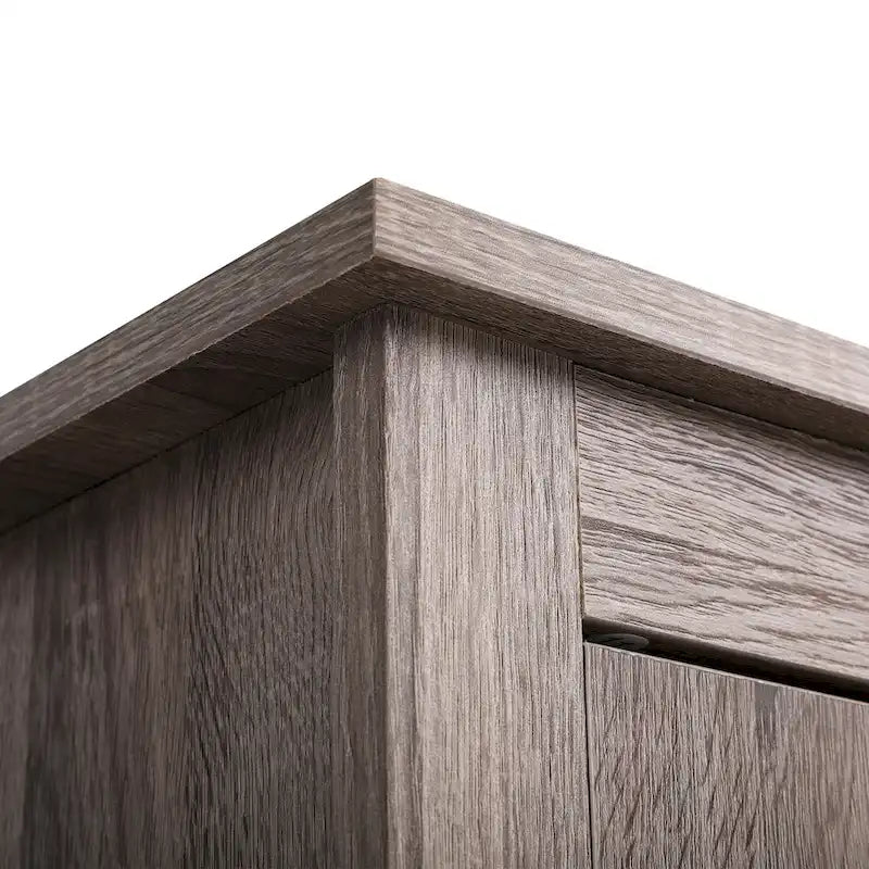 Juego de 2 mesitas de noche industriales con puerta de cristal - Marrón / Blanco / Natural / Gris