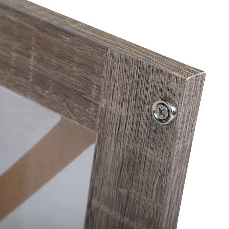 Juego de 2 mesitas de noche industriales con puerta de cristal - Marrón / Blanco / Natural / Gris