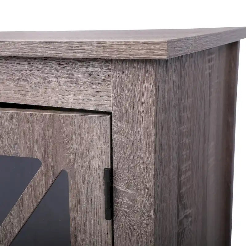 Juego de 2 mesitas de noche industriales con puerta de cristal - Marrón / Blanco / Natural / Gris