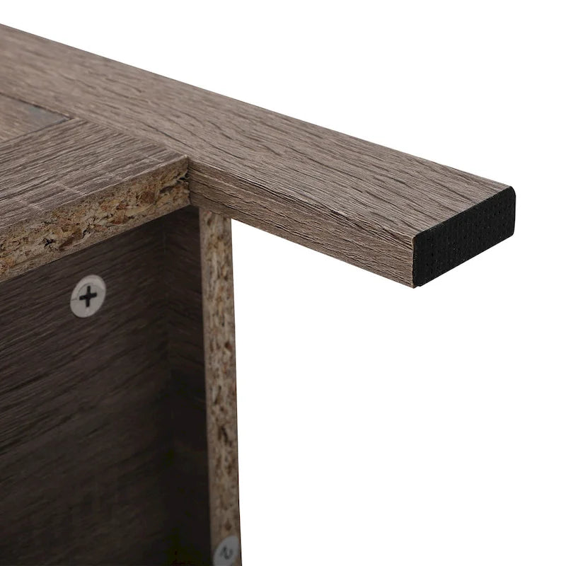 Juego de 2 mesitas de noche industriales con puerta de cristal - Marrón / Blanco / Natural / Gris