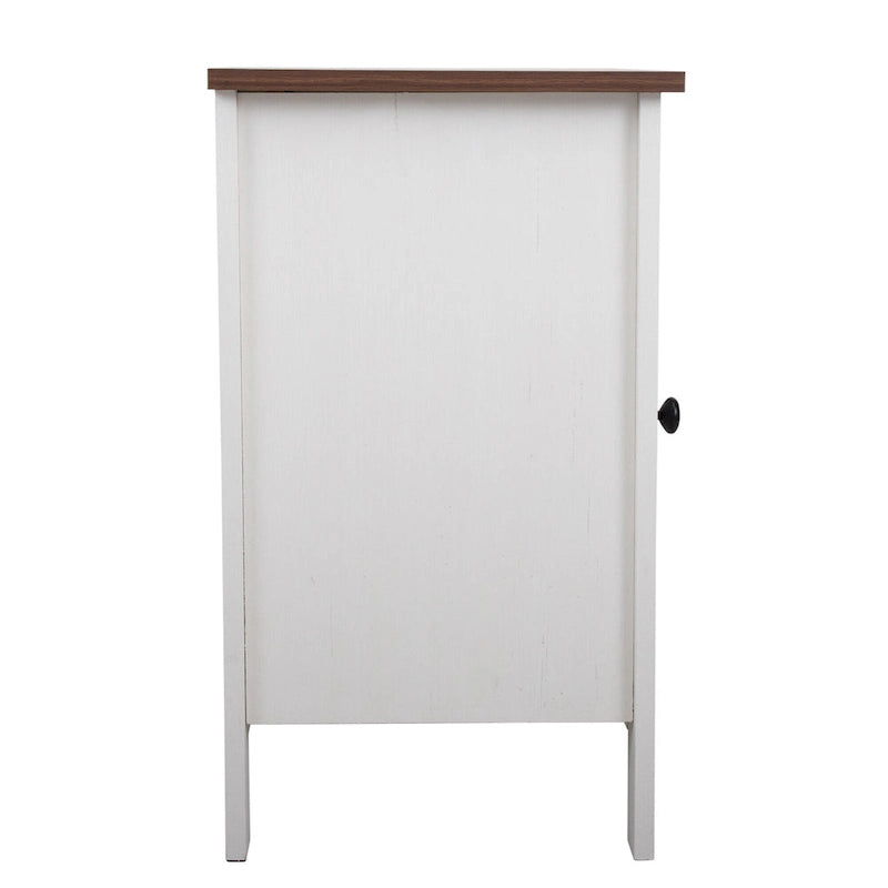 Juego de 2 mesitas de noche industriales con puerta de cristal - Marrón / Blanco / Natural / Gris