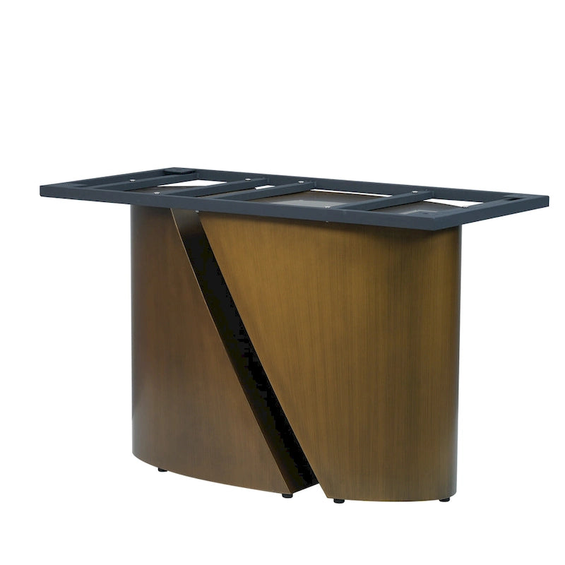 Mesa de comedor de piedra sinterizada Pandora negra/blanca – Patas doradas, 6-8 asientos